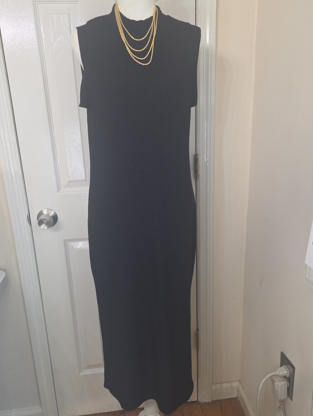 Mossimo Supply Co. Black Sleeveless Ribbed Maxi Dress